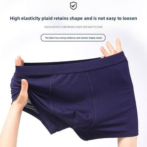 Calzoncillos bóxer de talla grande para hombre, de algodón y elastano, de punto, de alta elasticidad, sin costuras, de talle medio, antibacterianos, cómodos, lisos. - Product Image 3