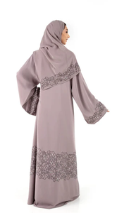 Elegante Abaya Musulmana con Cuentas, Larga hasta el Suelo, Casual, Bordada, con Mangas Acampanadas, Vestido Maxi de Ramio para Mujer - Product Image 2