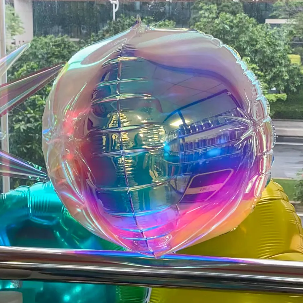Balões 4D iridescentes super brilhantes, efeito espelho, folha iridescente, suprimentos para festas, decoração, globos 4D, novidade