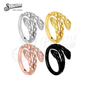 <strong>SUPERSTAR</strong> 316L Stainless Steel Hinged Segment Clicker <strong>Snake</strong> Design Septum Nose Ring Daith Helix Ear Body Piercing Jewelry - Product Image 1