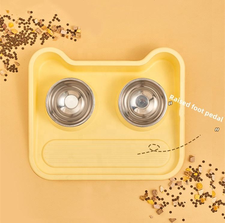 Dining Plate Products Dish Water Feeders Double Rounded Cat Food