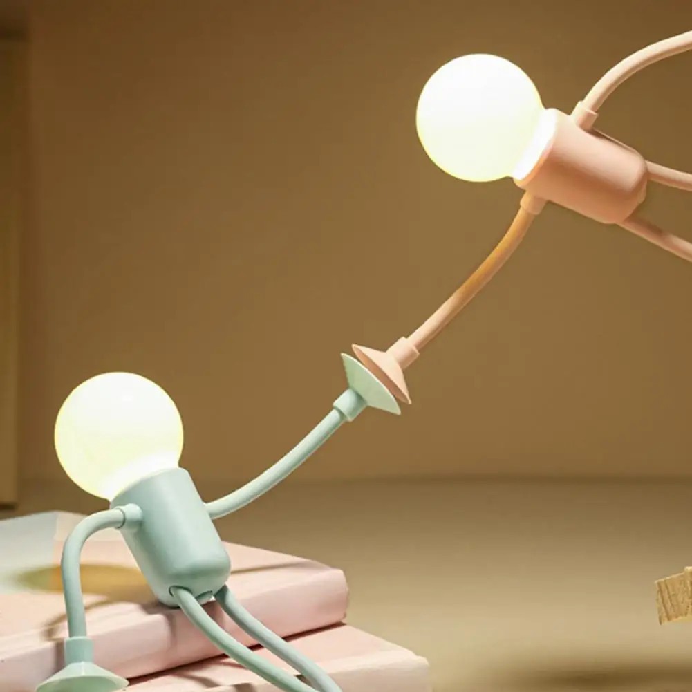 DIY Funny Modern Design Mini LED Desk Lamp ABS Material Changeable Shape Warm White Night Lamp Home Use AAA Battery Powered