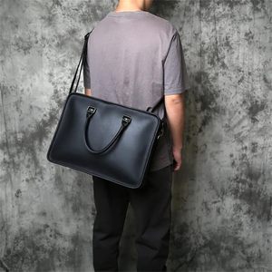Maletín de Cuero Genuino para Hombre, Estilo Casual de Negocios, con Correa Cruzada, para Portátiles de 16 Pulgadas, con Cierre de Cremallera, OEM/ODM - Product Image 4