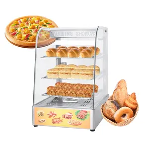 China cheap price stainless steel curved glass kfc hamburger hot food warming showcase display warmer machine