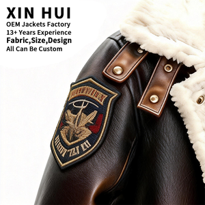 Vestes pour hommes ODM de haute qualité 2025 Patch personnalisé Doublure en polyester épaisse et chaude Veste de moto à col montant Veste d'hiver - Product Image 3