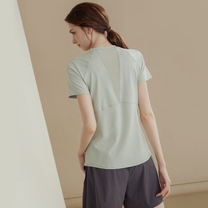Wholesale Women's Yoga Top Short Sleeve Breathable Mesh <b>Back</b> Workout Shirt Quick Dry Activewear Running Plus Size Sports <b>T</b>-shirt - Product Image 3