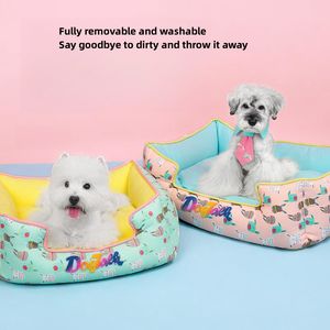 Vente en gros de canapé de haute qualité pour animaux de compagnie jolie impression lit carré imperméable pour <span class=keywords><strong>chien</strong></span> coussin de lit chaud et doux pour animaux de compagnie pour petits chiens et chats - Product Image 4
