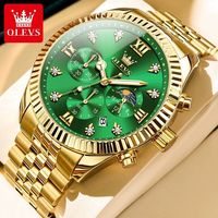 Jam Tangan OLEVS 2932 Grosir Berkualitas Tinggi Tahan Air Tali Baja Anti Karat Kronograf Quartz untuk Pria Dapat Dikustomisasi