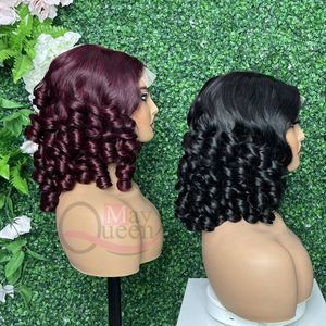 Perruques en cheveux humains ondulés et bouclés, colorées, avec fermeture en dentelle 4x4, pour femmes noires – Vente en gros - Product Image 2