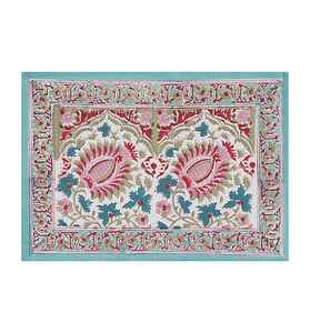 Mantel de algodón estampado Handblock, mantel con estampado floral para comedor y ropa de cama disponible a precio mayorista - Product Image 3