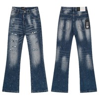 Jeans en denim décontracté pour homme, coupe slim, taille mi-haute, déchiré et vieilli, avec patchs, style italien tendance, haute qualité, transfrontalier, DSQUARED