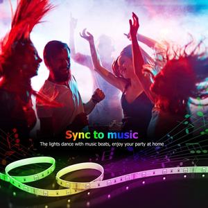 ไฟ LED แบบเส้น 12V SMD 5050 RGB ควบคุมผ่านแอปอัจฉริยะ ความยาว 32.8 ฟุต 10 เมตร พร้อมระบบ Wake-up Light ติดตั้งง่าย ควบคุมด้วยเสียง - Product Image 6