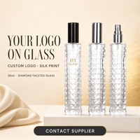 Flacon de parfum en verre gaufré de 30 ml avec pulvérisateur en aluminium pour échantillon de voyage, emballage cosmétique vide, OEM