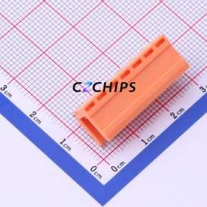 HT396R-3.96-7P Plug-in Terminal Block Bent Lead Through Hole,P=3.96mm Connector Board-to-Board / Socket Open 1x7P 3.96mm Orange - Product Image 1