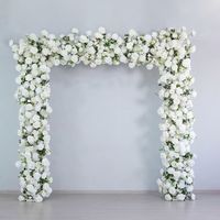 Arche de mariage de luxe réaliste avec roses blanches, chemin de fleurs artificielles en soie, toile de fond de scène de cérémonie, décoration événementielle, verdure, Fête des Mères