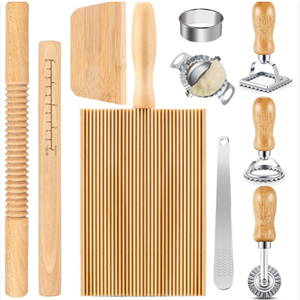 Fabricant de pâtes et cuisine bricolage cadeau pâtes faisant ensemble d'outils bois Macaroni planche rouleau à pâtisserie coupe-pâtes ravioli timbre - Product Image 1