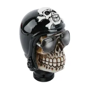 Universal Black hat Skull Head Manual Gear Stick Shift Knob Shifter Palanca de cambios Mango