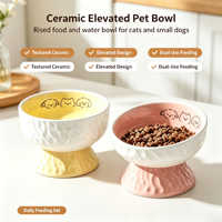 Gamelle surélevée en céramique pour animaux de compagnie – Bol texturé double usage pour nourriture et eau pour chats et petits chiens – Vente en gros