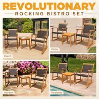 Ensemble de 2 fauteuils à bascule modernes en bois massif et osier avec table d'appoint, mobilier de salon pliable pour la maison, vente en gros