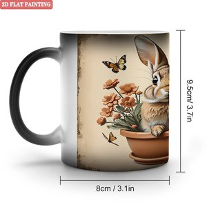 Mug à café en céramique noire givrée de 11 oz, à poignée épaisse et solide, antidérapant, changeant de couleur à la chaleur - Product Image 1