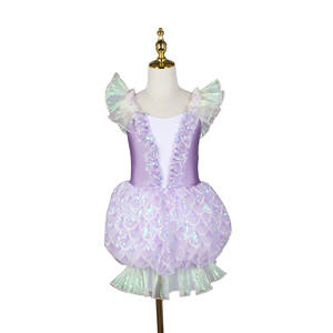 Vestido <span class=keywords><strong>de</strong></span> Tutú <span class=keywords><strong>de</strong></span> Sirena con Lentejuelas Morado <span class=keywords><strong>Pastel</strong></span> para Niñas, Disfraz <span class=keywords><strong>de</strong></span> Actuación Encantado con Alas Iridiscentes - Product Image 1