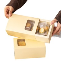 Boîte cadeau transparente en papier kraft XIYU avec fenêtre, emballage alimentaire pour pâtisserie, desserts, tartes aux œufs, macarons