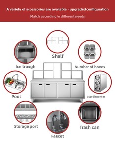 Mostrador de <span class=keywords><strong>Bar</strong></span> eléctrico comercial de acero inoxidable para restaurante de Hotel para refrigeración de mesa de trabajo de agua de té de burbujas de té de leche - Product Image 2