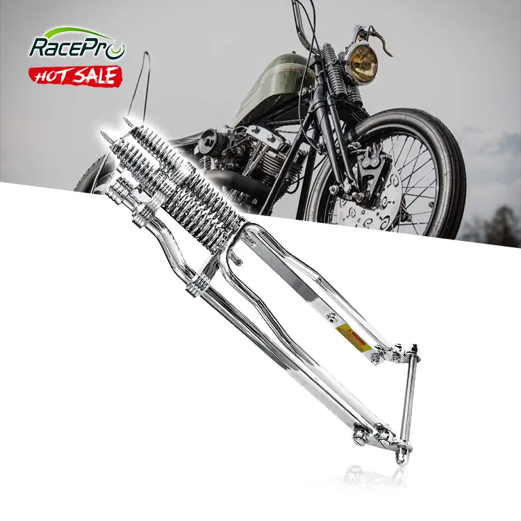 RACEPROクロームブラックモーターサイクル18 "20" 22 "24" 26 "2" ハーレーダビッドソンチョッパー用ウィッシュボーンヴィンテージスプリンガーフロントエンド