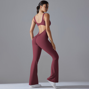 2024 venta al por mayor Hollow Backless ropa de <span class=keywords><strong>mujer</strong></span> <span class=keywords><strong>Kit</strong></span> de una pieza gimnasio entrenamiento atlético monos - Product Image 5