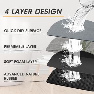 Ensemble de tapis de salle de bain imprimés rayés de haute qualité, antidérapants, pour intérieur, bonne absorption de l'eau, pour la maison et la cuisine - Product Image 5