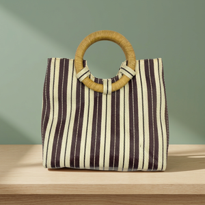 Sac à main demi-lune en nylon tissé pour femme, avec poignée en corde, sac de plage portable, sac de voyage pour les vacances d'été, fabriqué en Inde - Product Image 3
