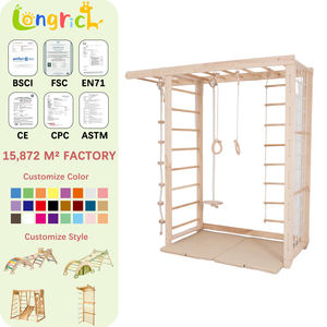 Indoor-Klettergerüst für Kinder, Wandmontiertes Holz-Kletterreck für den Außenbereich, Schwedische Leiter aus Massivholz für Kleinkinder - Product Image 1