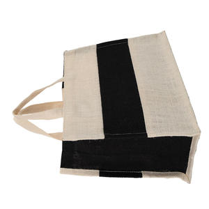 Bolsa de Compras Grande de Yute de Alta Calidad con Impresión Personalizada, Tela Reciclable Blanca y Negra, Hecha en Calcuta, India - Product Image 2
