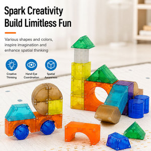 Blocs de construction magnétiques colorés pour enfants, tuiles magnétiques personnalisées OEM avec impression de logo - Product Image 5
