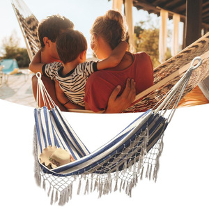 Portatile e pieghevole giardino macramè tela altalena amaca letto in tessuto mobili da esterno con nappe per uso camera da letto - Product Image 3