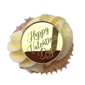 ของตกแต่งคัพเค้กวันวาเลนไทน์รูปน้ำผึ้งและของหวาน  ท็อปเปอร์เค้กอะคริลิคสีทองสำหรับวันวาเลนไทน์ - Product Image 5