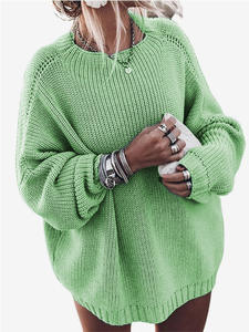 Vente en gros de pulls XXL surdimensionnés et confortables pour femmes, hauts à col rond, manches chauve-souris, <span class=keywords><strong>pull</strong></span> en tricot épais pour l'hiver - Product Image 6