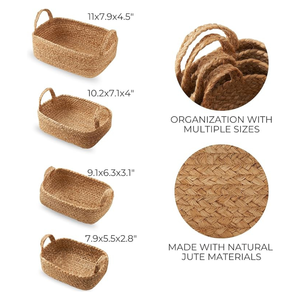 Juego de cestas de almacenamiento de yute trenzado natural | Cestas tejidas ecológicas hechas a mano para el hogar, lavandería y decoración | Fabricante OEM - Product Image 2