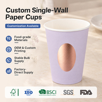 Gobelet en papier à paroi simple, imprimé sur mesure, résistant à la chaleur, avec couvercle, de qualité supérieure, pour boissons chaudes 4oz/8oz/12oz, idéal pour le bureau
