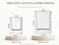 Flacons de parfum en verre bleu carré personnalisés avec logo de marque, vente en gros, avec couvercle doré, vaporisateur coloré, conteneur luxueux facile à remplir