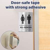 Panneau tactile braille en relief pour salle de bain, en acier inoxydable, pour accès handicapés, marqueur de porte pour toilettes hommes/femmes/unisexe