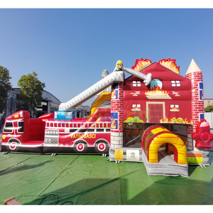 Aufblasbare feuerwehr-hupfburg <b>inflatable</b> fire brigade bouncy castle with slide combo bouncer kids party bounce house - Product Image 6
