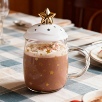 Offre Spéciale – Tasses en Verre Borosilicate Personnalisées pour Noël avec Couvercle en Céramique en Forme d'Étoile, Sans BPA et Résistantes à la Chaleur