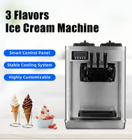 Nouvelle machine à crème glacée molle portable de comptoir, trois saveurs, écran LCD, capacité 25L, avec boîtier en bois, pour yaourt et noix