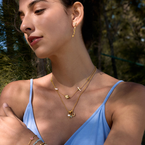 Set di <span class=keywords><strong>Bracciale</strong></span> e Collana J&D Designer con Charm in Acciaio Inox Placcato Oro 18k, Strass, Fiori, Api, Libellule e <span class=keywords><strong>Margherite</strong></span> - Product Image 4