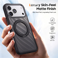 Coques magnétiques givrées hybrides PC TPU avec support rotatif pour iPhone 18 17 Pro Max, antichoc avec coins surélevés