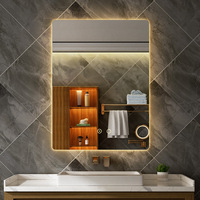 Miroir de maquillage mural rectangulaire intelligent à LED avec grossissement, design moderne, anti-buée, pour salle de bain, maison, salon, appartement