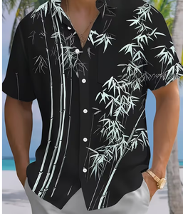 Chemise décontractée pour homme à manches courtes avec poche boutonnée, imprimé floral 3D dégradé hawaïen, anti-plis - Sélection de Marlo - Product Image 4