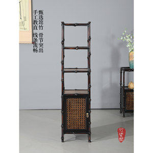 Chinese Style Bamboo Display Shelf With Woven Cabinet Tea Storage Rack Antique Furniture For Tea Room Decor - Product Image 5