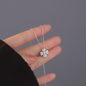 Hợp thời trang đồ trang sức bạc 925 đồ trang sức bốn lá cỏ ba lá Vòng cổ 925 Bạc Vòng cổ thời trang đồ trang sức dây chuyền - Product Image 5